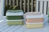 Sanko Plastic Rio Pack Lunch with 2 Side Earth W x D x H Box/Picnic Case, 2-Tier, Plates, Beige, Approx. 8.2" 7.7" 5.8"