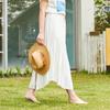 Pin Black Cotton Crease Long Skirt White