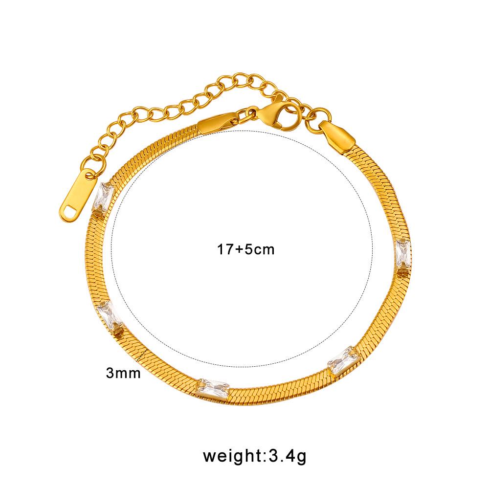 Luxurious European & American 18K Gold Plated Zirconia Necklace & Bracelet Set - High-End Snake Chain Design