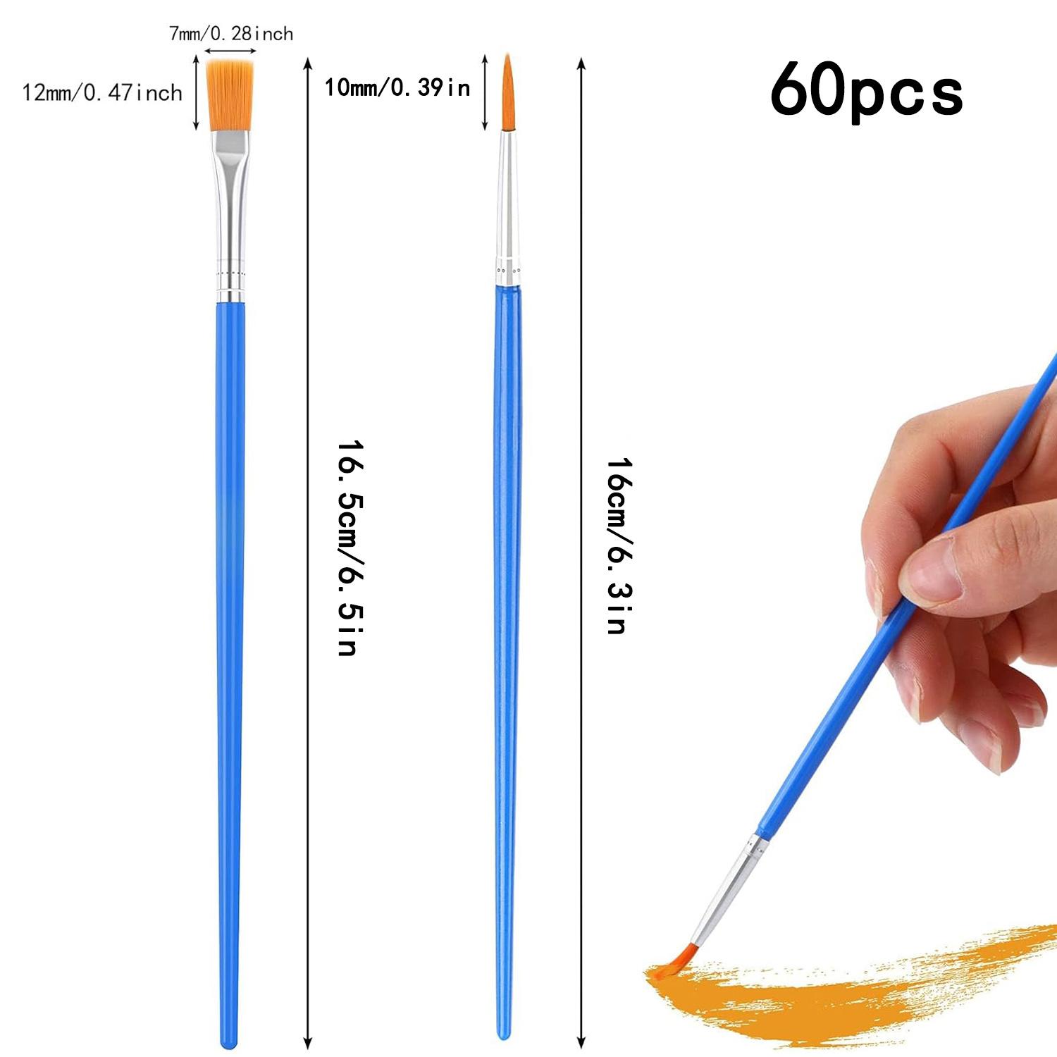 

60 шт. Кисти для рисования, круглые, плоские, маленькие, два стиля для детальной росписи граффити 60pcs синий