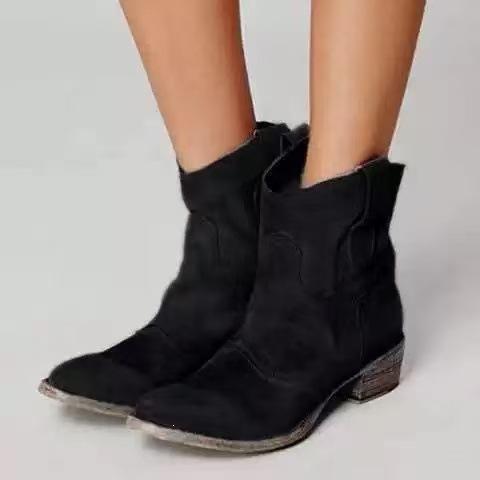 Herbst und Winter Bequeme Niedrige Absätze 40-48 Große Größen Niedrige Stiefel Trend Erwachsene