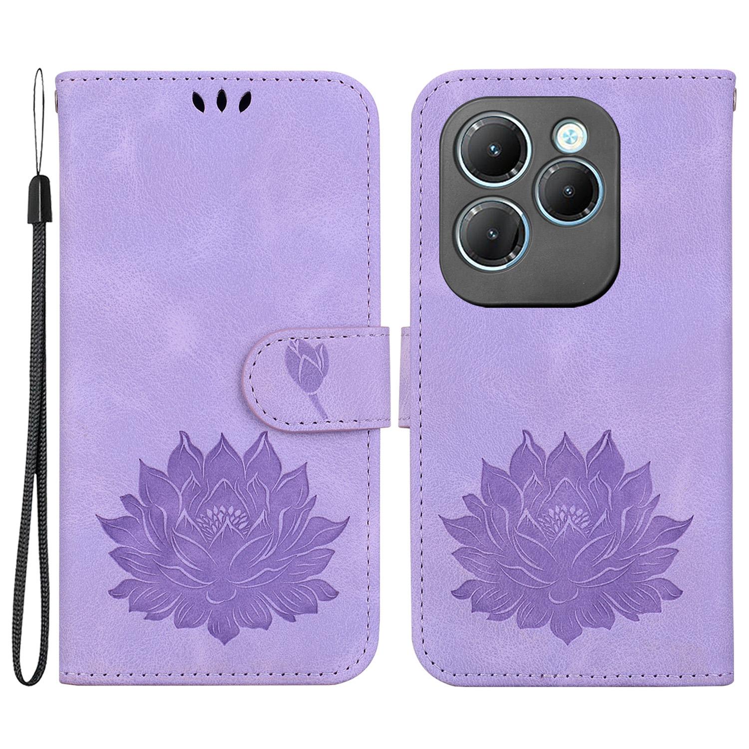 

For Infinix Hot 40/Hot 40 Pro Wallet Case Phone Leather Cover Lotus Pattern Purple