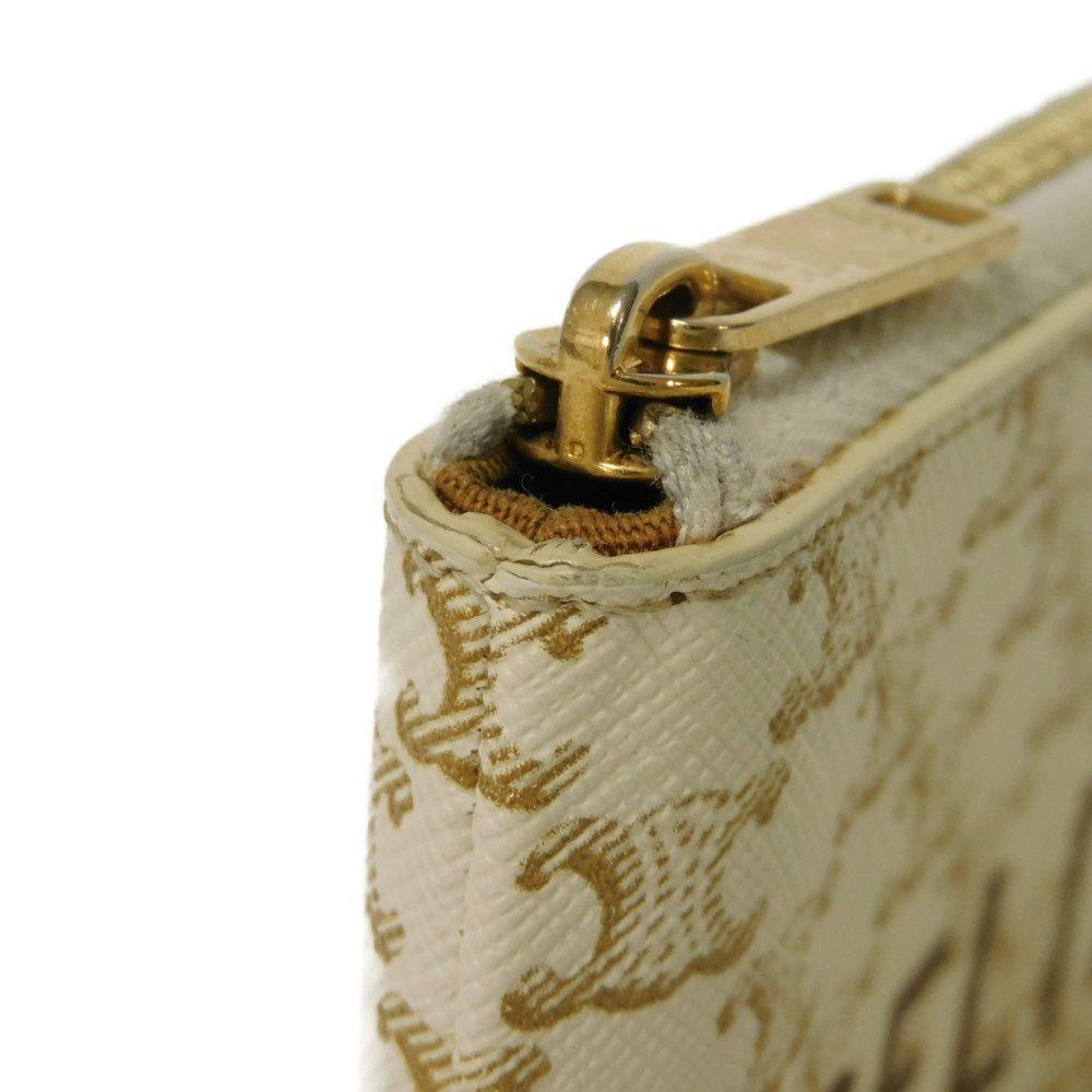 Used 10431 Logo Coin & Card Case 10C662CA2.01BC 7943 Macadam Arc de Triomphe Ivory Gold Key Ring White Unisex from