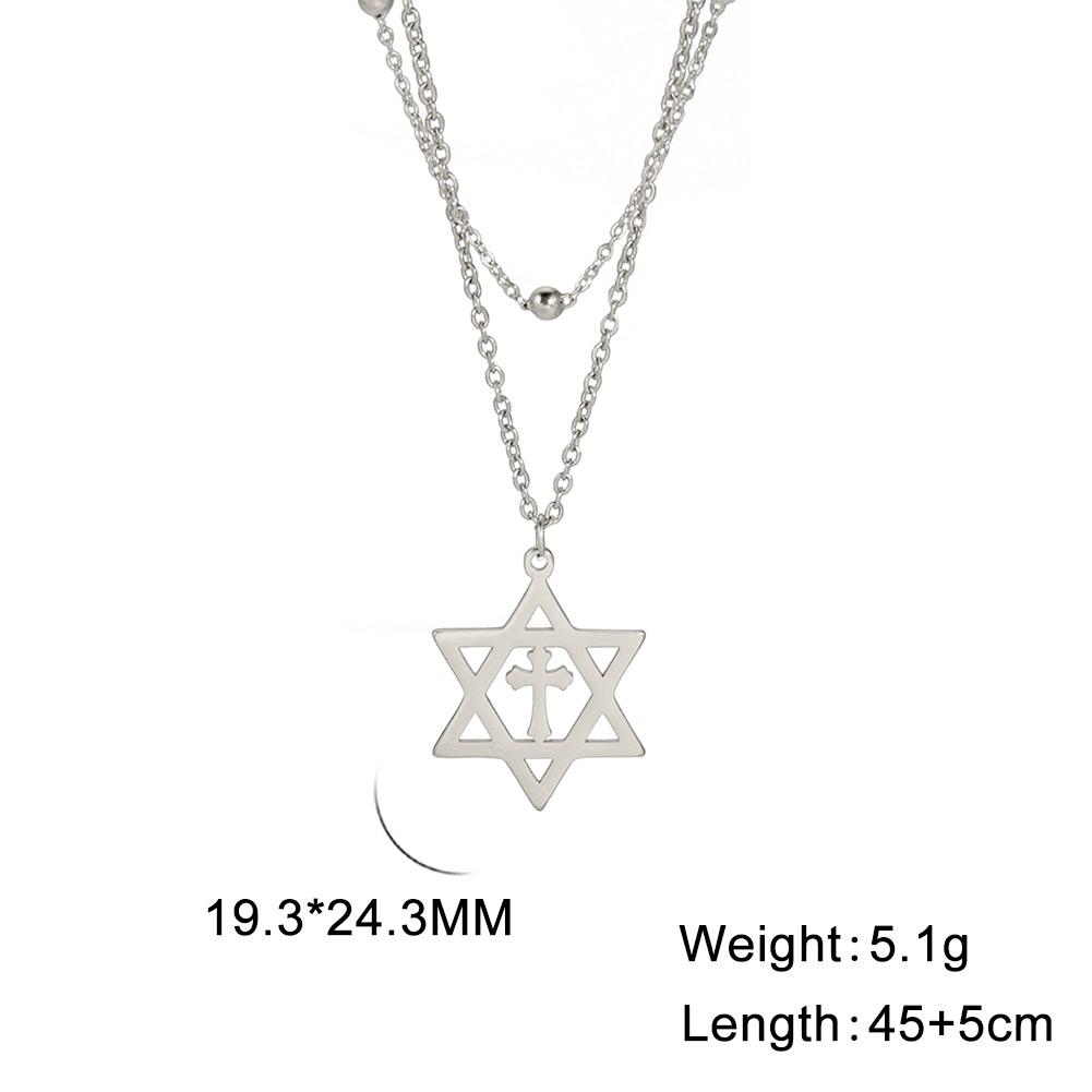 Israel Star of David Necklace Stainless Steel Hexagram Choker Necklace for Women Double Layer Chain Pendant Je Trend Jewelry