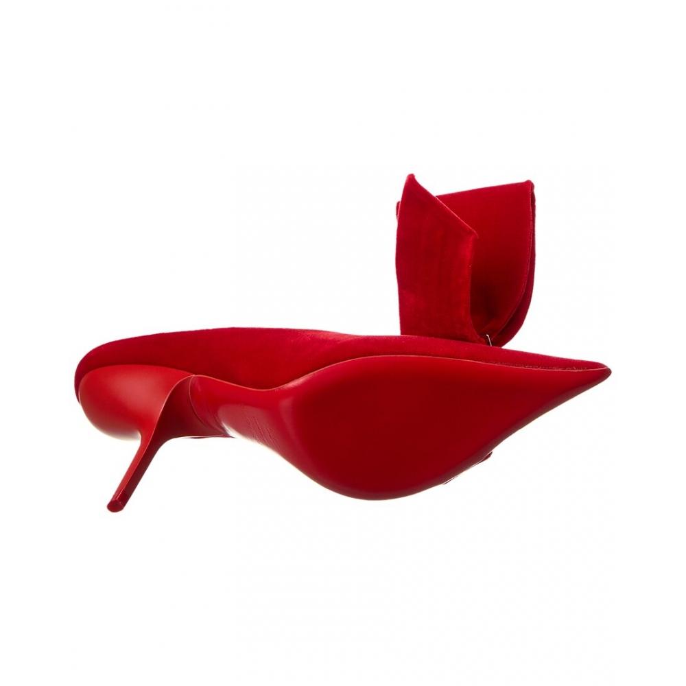 Salvatore Ferragamo Ferragamo Asymmetric Bow Velvet Pump Red