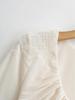 Double-Layer Lace Applique Comfortable Pleated U-Neck Long-Sleeve Feminine Waist-Slimming T-shirt