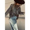 Women's Sequin Fringe Long Sleeve Crew Neck Top, Vintage Loose Fashion Blouse for European & American,  New Arrival