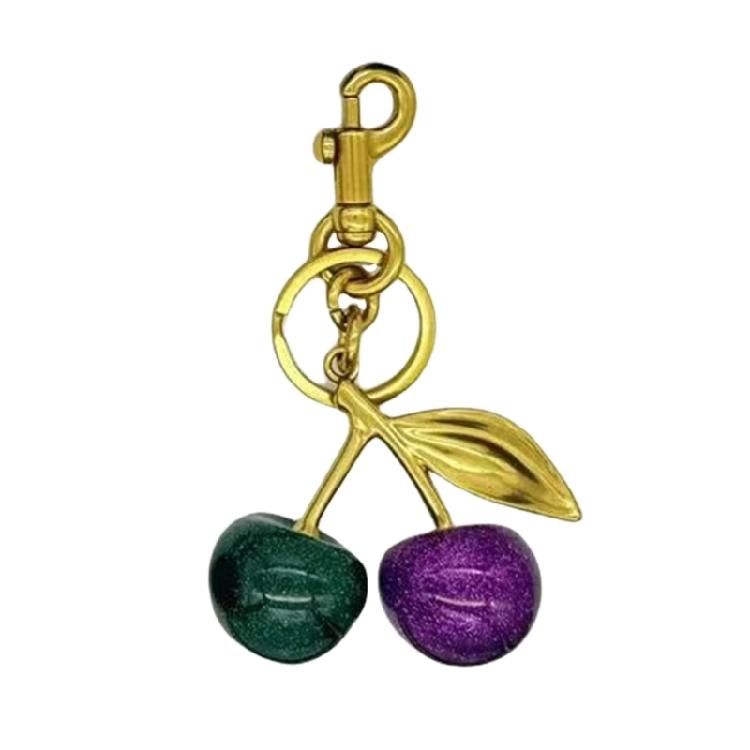 Unique Cherrys Love Lock Keychain Charm Elegant Designs Key Holder Accessory Portable for Fashionable Individuals фиолетовый/зелёный