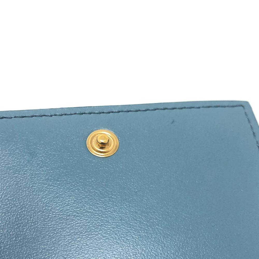 CELINE Triomphe Compact Wallet Tri-fold Wallet Leather blue/GoldHardware