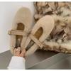 Fashion Designer Spring Autumn Women Warm Fur Shoes Fashion Shallow Slip On Ladies Flats Shoes Round Toe Women's Mary Jane Shoes
