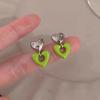 Heart Drop Earrings for Women Contrast Color Double Loves Shape Earrings Party Jewelry