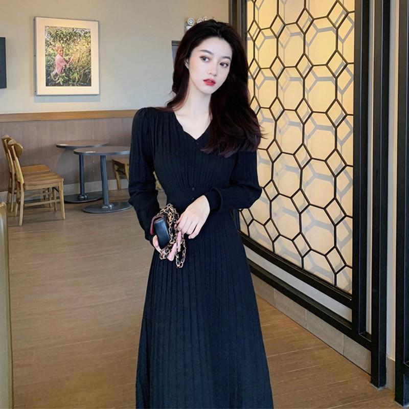 Goddess Style Knitted Sweater Dress for Women - Autumn/Winter 2023 Niche Chic