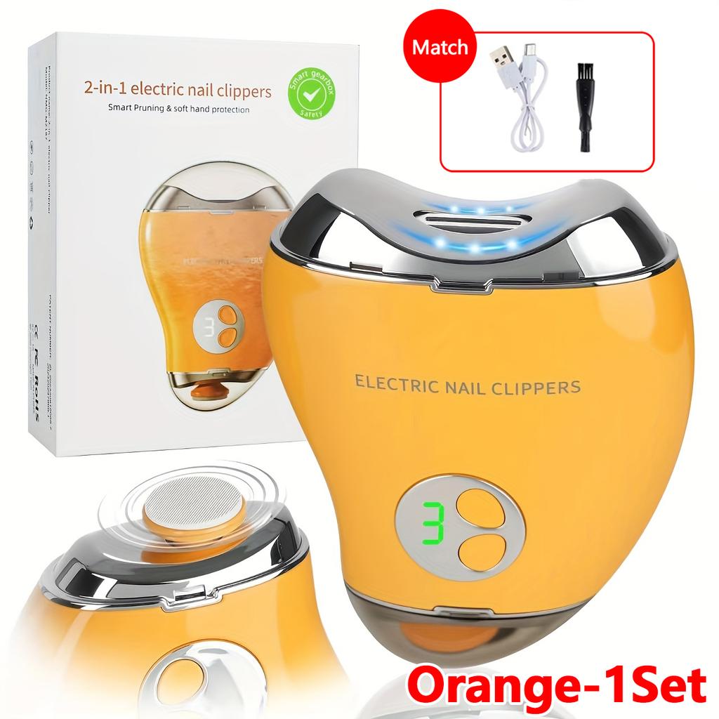 Electric Nail Polisher 3 Speed Adjustable Nail Clipper Digital Display Double Heads for Kids Adults Seniors Trimmer File