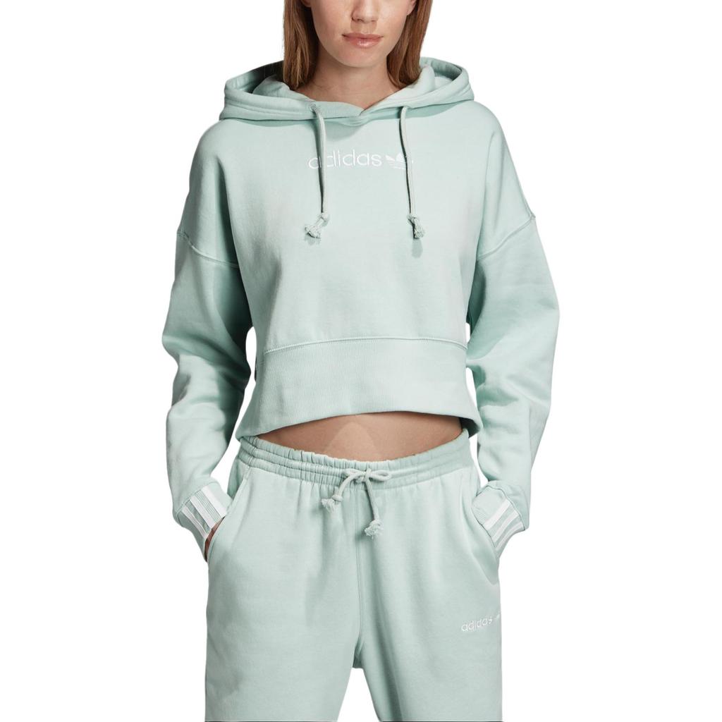 adidas Originals Coeeze Crop Comfortable Short Hoodie Women Hoodies Green DU2344