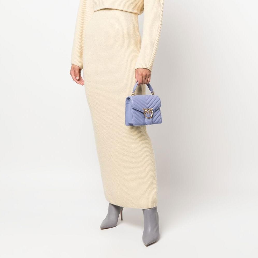 New PINKO Calfskin Tote Bag, Shopping Bag, Shoulder Bag, Crossbody Bag, Handbag Women's Purple 1P22YJ-A03Z-Y79Q