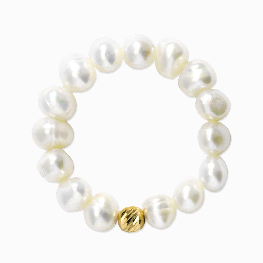 

14K Carb Cut Ball Natural Pearl Ring