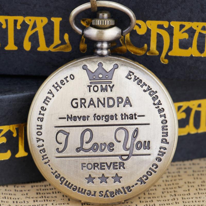 

10pcs/lot Wholesale Men s Classic Engraved To My Husband/Grandpa/Son Pocket Watch Necklace Pendant Clock Birthday Gift