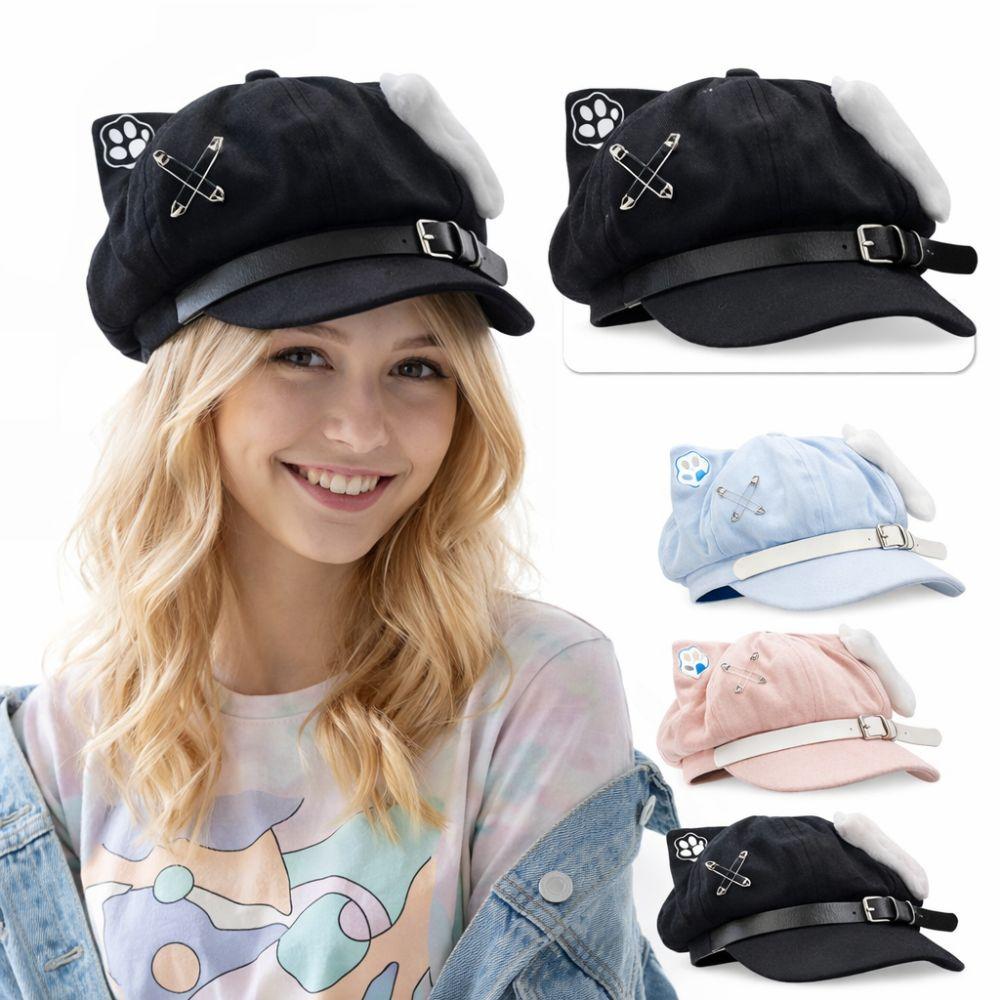 Cat Ears Newsboy Cap Anime Baseball Cap Popular Women's Beret Everyday Outfits