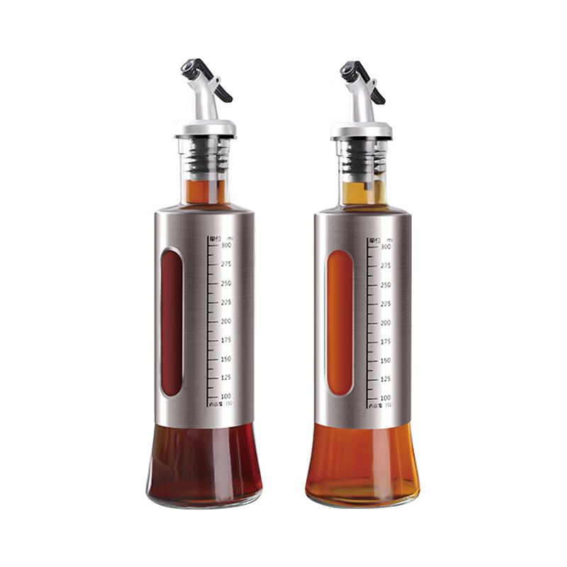 UOSU Japanese Style Stainless Steel Glass Oil Dispenser Set, 3x300ml