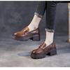 Women's Spring and Autumn Thick-heeled Thick-soled Loafers British Style Retro Soft Leather Shoes