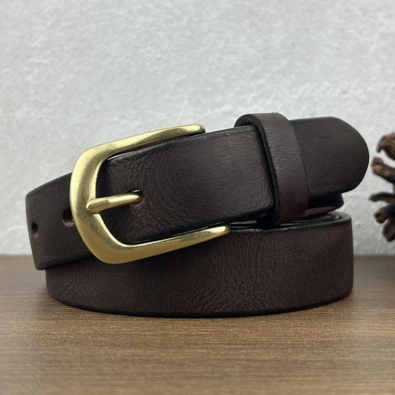 

Ретро полированный ретро ремень женский кожаный пряжка повседневный деловой ремень простой первый слой коровьей кожи ремень 110cm темно-коричневого