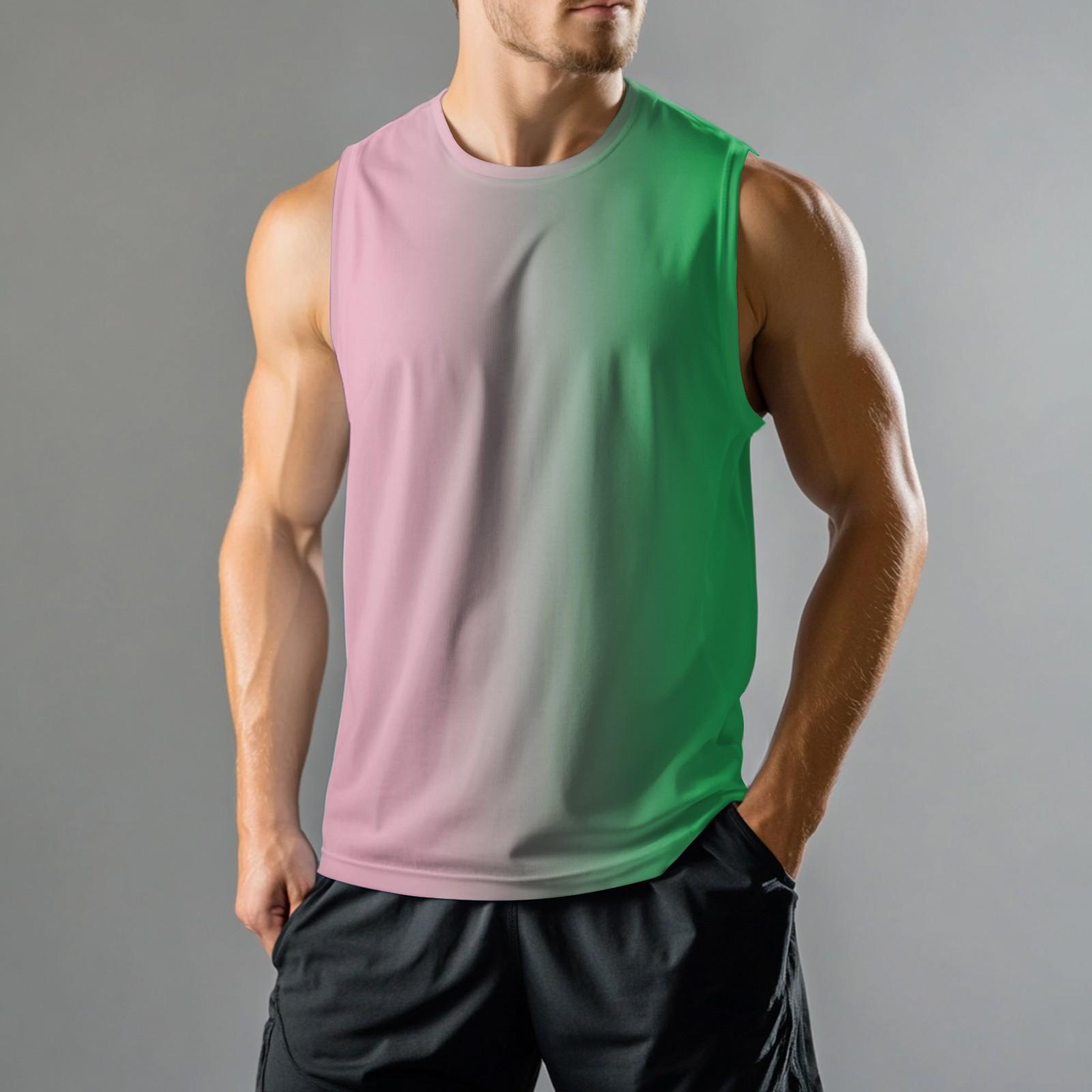 

Мужской спортивный повседневный жилет без рукавов с градиентным принтом L розовый