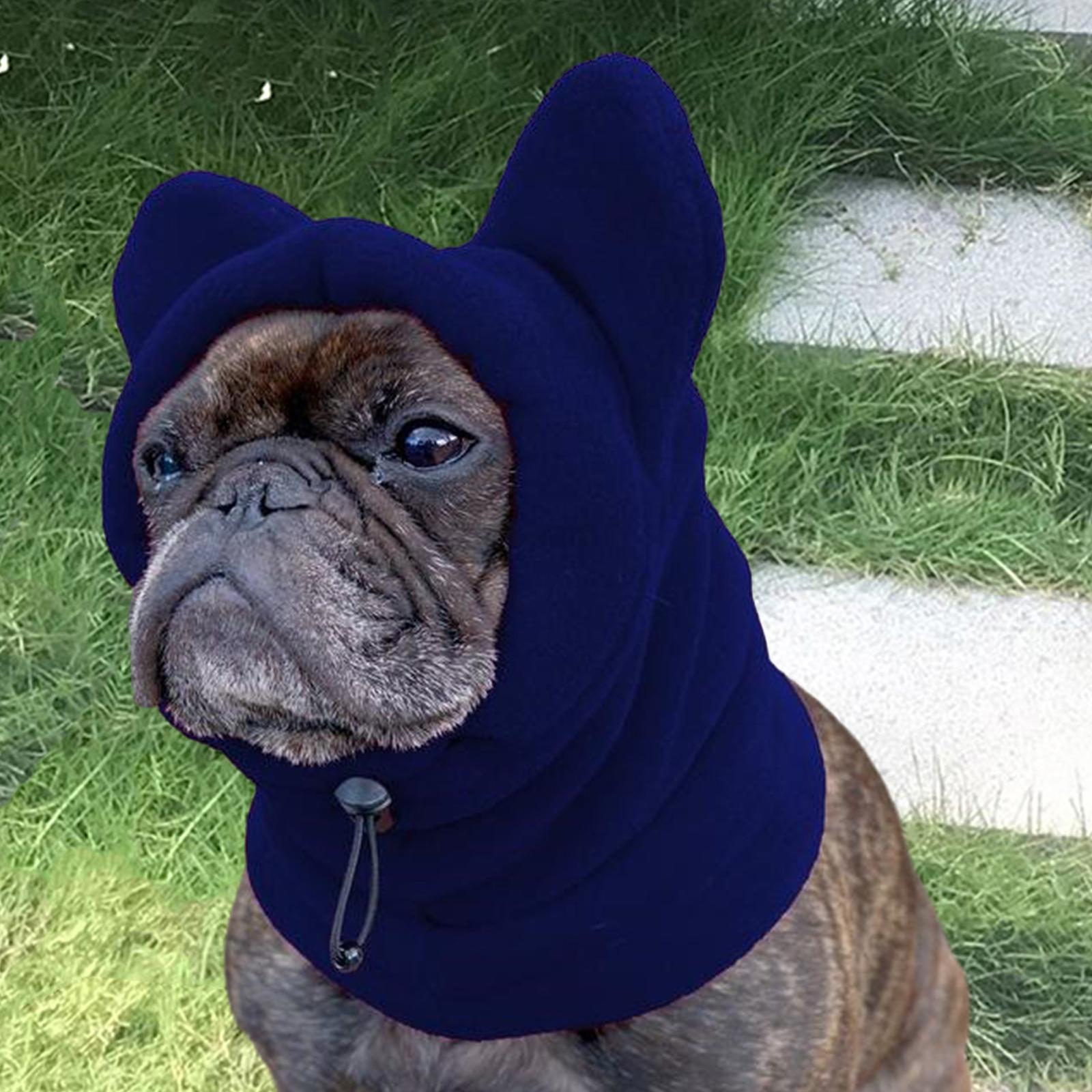 

Dog Hood Warm Hat Fleece Thickened Soft Winter Pet Hat Neck Warmer Scarf for Puppy Kitten Small, Medium, Large Dogs Cat Camping темно-синий