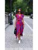 2024 Elegant V-neck Tie-up Print Dress for Women's Fashion In Europe and America