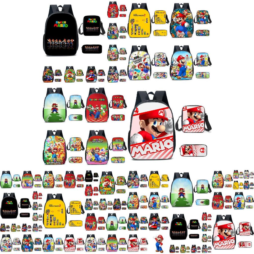 New Arrival Mario Cartoon Backpack For Elementary And Middle School Students Lunch Bag And Pencil Case Included