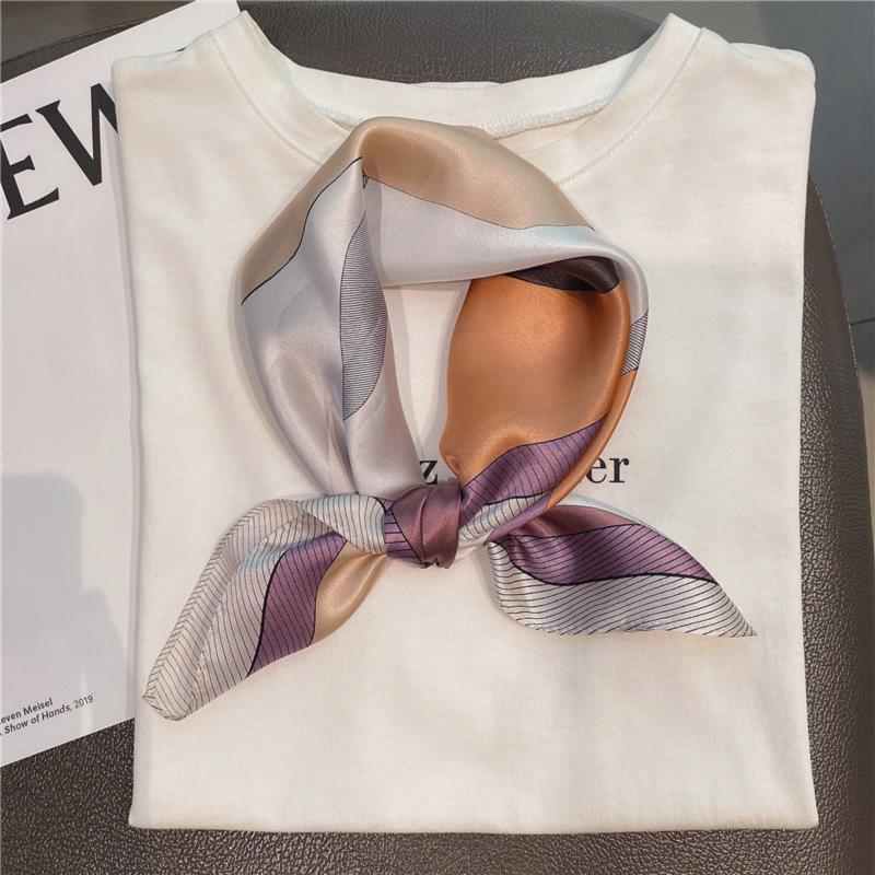 Cute polka dot silk mulberry silk scarf women's versatile small square scarf summer Korean version temperament decorative small scarf headband