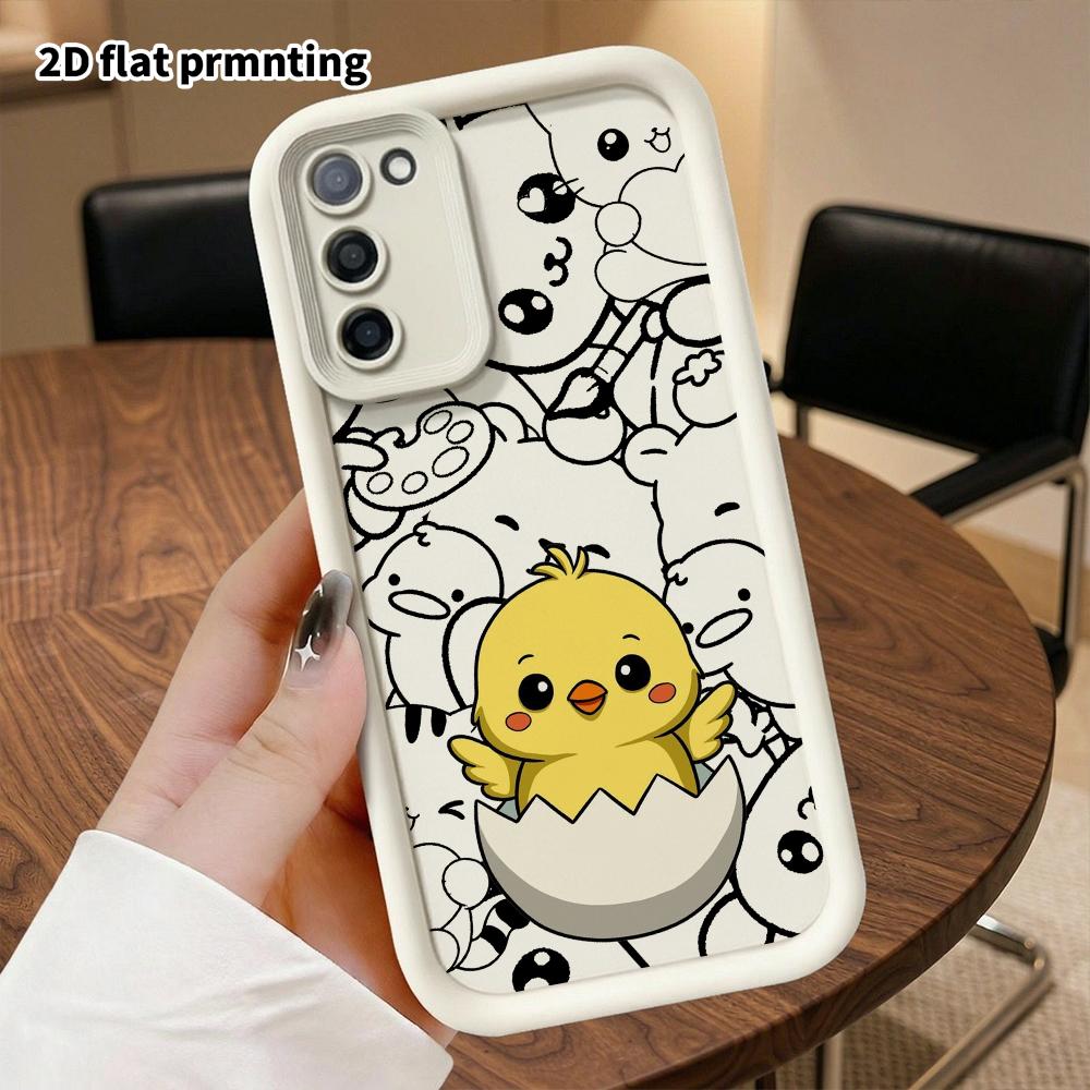 Phone Case: 2D flat, suitable for Samsung Galaxy A34 A35 M05 M06 S20 S22 S21 FE Plus 5G protective cases, cracked little yellow chick, perfect holiday