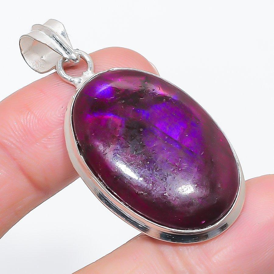 

Natural Pink Labradorite Gemstone 925 Sterling Silver Jewelry Pendant 1.97 a6k23