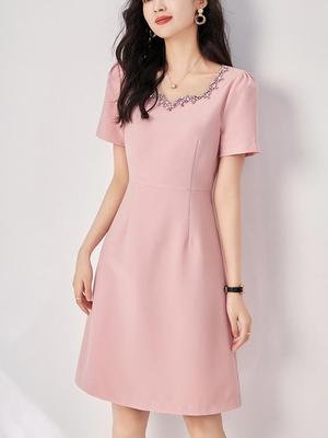 Nanyou French-Style Diamond Waist Slimming Luxury Dress