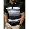 Trendy Striped Short-sleeve Polo Shirt, Perfect for Casual Daily Wear.