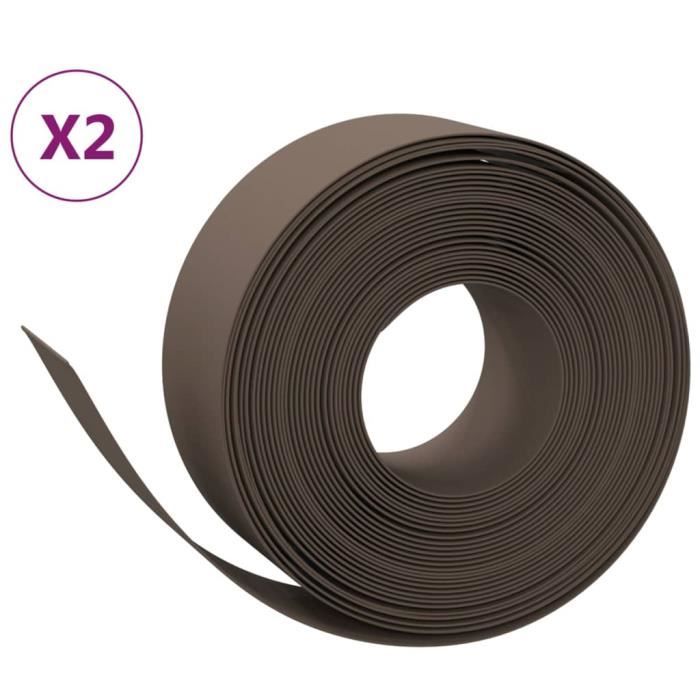 VidaXL Garden Edging 2 Pcs Brown 10 M 20 Cm Polyethylene 3155460