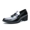 Large Size 46 Pointed Low-top Retro Leather Shoes Men's High Heels Increase by 6 Cm Business Dress Wedding Shoes Men