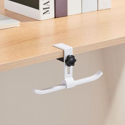Aluminum Alloy Adjustable Desk Hook Adjustable Portable No-Drill Hook Easy Install Double Hook Multipurpose Hook