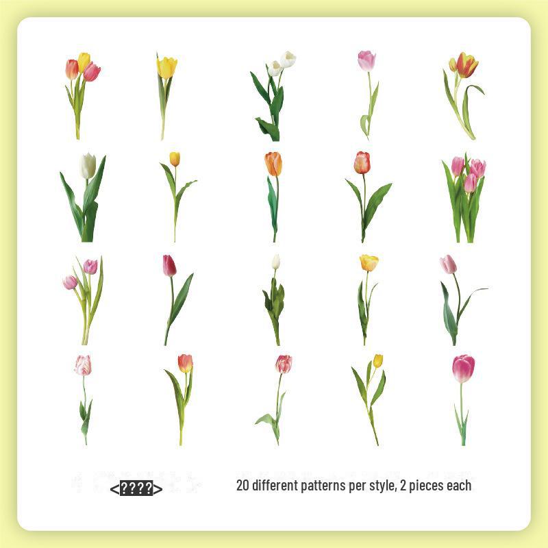 Yuezhen Retro Nature Sticker Pack: Flowers & Butterflies for Children's Handbooks