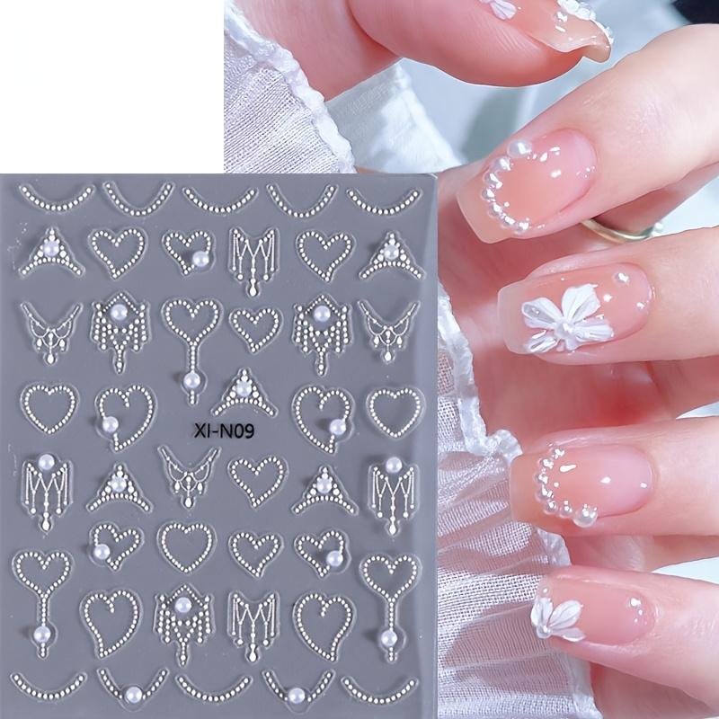 Nagelaufkleber 5D Simulation Perle Dekor Maniküre Decals DIY Selbstklebende Schieber Nageldekoration