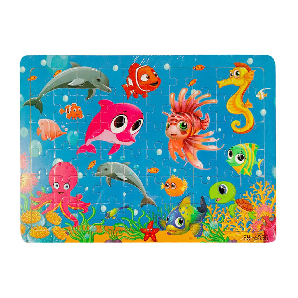 Kids Wooden Cartoon Cognitive Puzzle Baby Colorful Educational Toy For Toddler