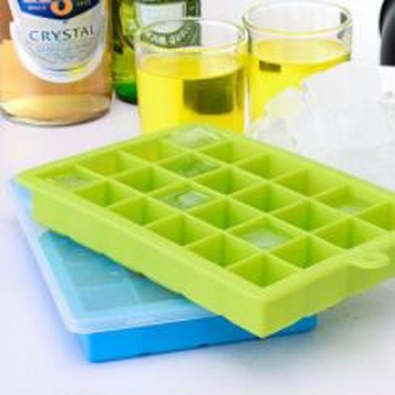Food Grade 24-hole Silicone with Lid Ice Cubes Square Ice Box Supplementary Food Puree Jelly Mold