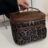 Large Capacity Leopard Print Cosmetic Bag Leather Pouch for Make Up Kit  Bathroom