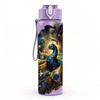 1PC Peacock Feather Vibrant Bird Art Print 750ml Color Plastic Sports Water Bottle Leakproof Flip Straw Lid Suitable for Sports Office Home Use