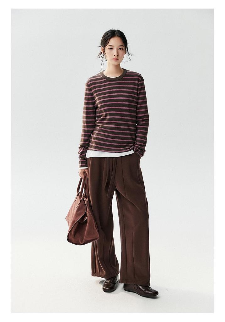 Yangzi Elegant Loose Striped Wool Sweater for Women - 2026 Early Autumn Collection
