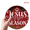 Jesus Metal Tin Sign Christmas Christian Wall Art Religious Wreath Red Gold Decor Lamb Silhouette Rustic Farmhouse Easy Hang Home Living Room Bedroom