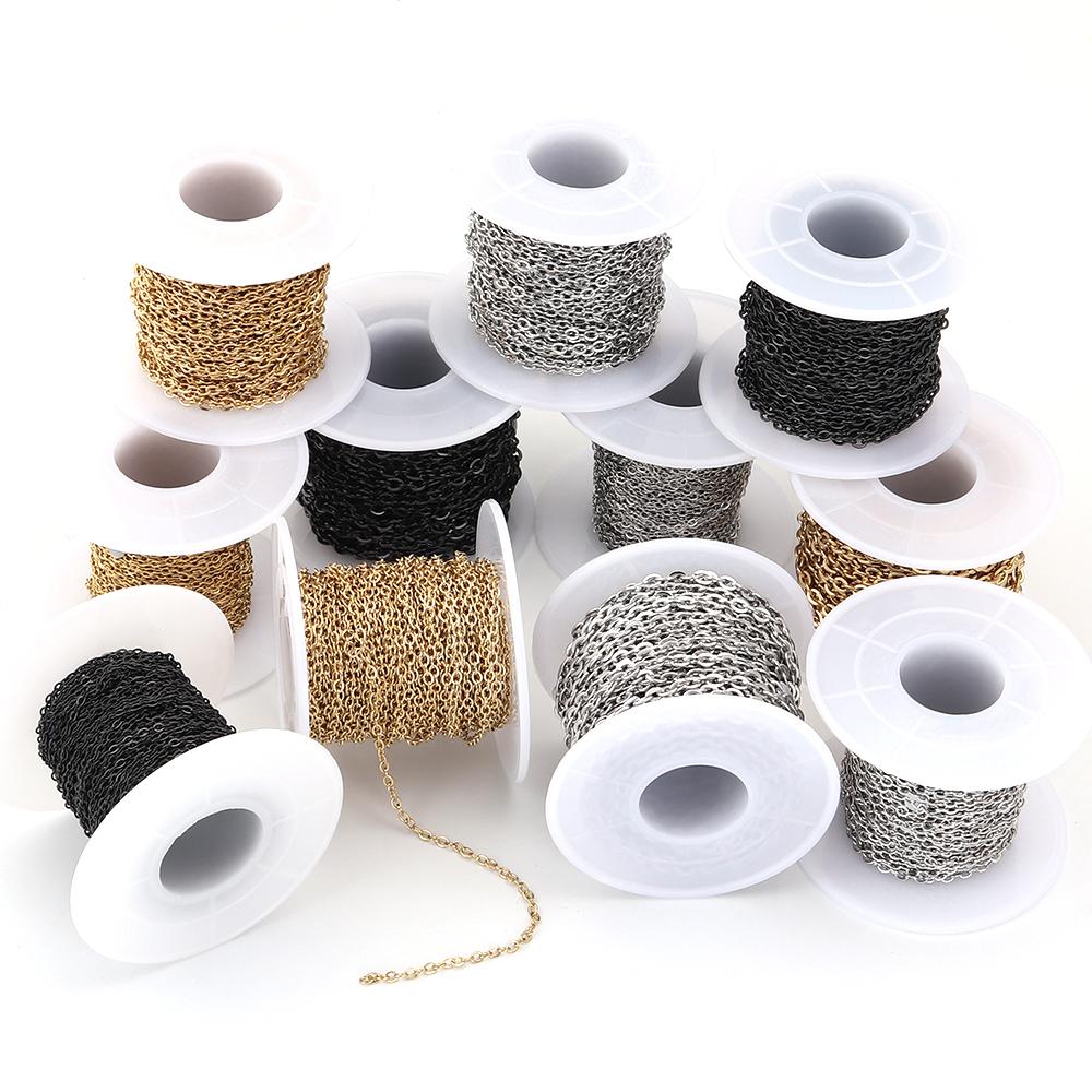 10yards/roll Stainless Steel Chains 1/1.5/2/2.5/3mm Twist Link Chain for Jewelry Making DIY Necklace Bracelet Supplies Wholesale