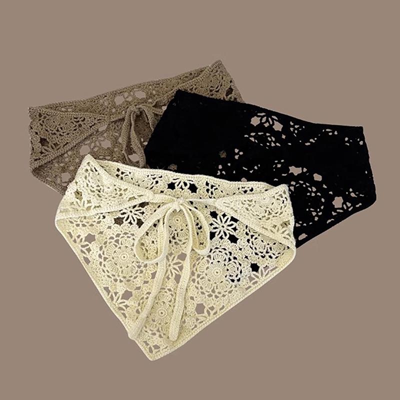 Květinová vlasová bandana Pletená šátka na hlavu Dámská bandana Ručně háčkovaná Vlasový šátek Cestovní foto Čelenka Turban Doplněk