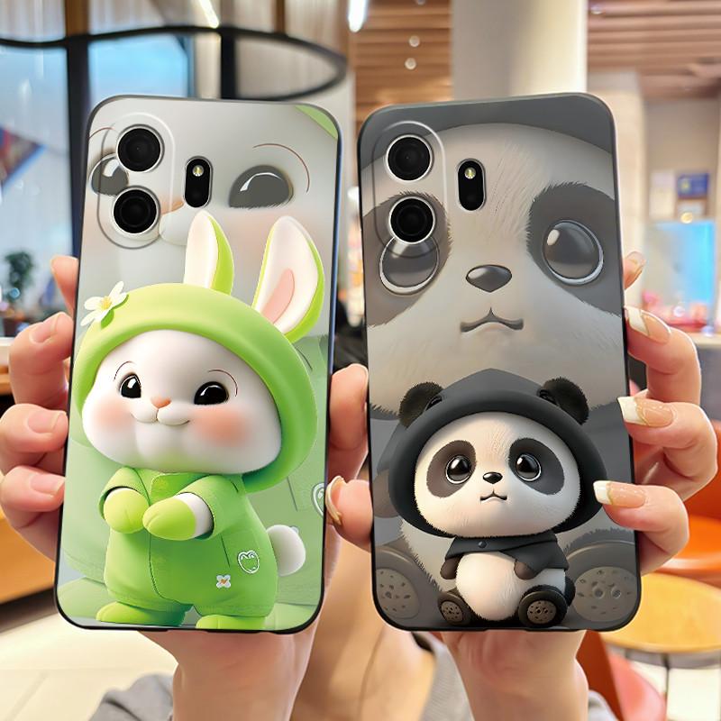 Phone Case For TCL NxtPaper 70 Pro Bumper Black Silicone Shockproof Soft Casing Pattern New Design Love Moon Pattern Cover