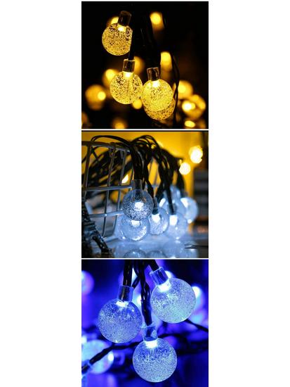 LED Solar Waterproof Crystal Ball String Lights for Outdoor Patio and Camping Decor