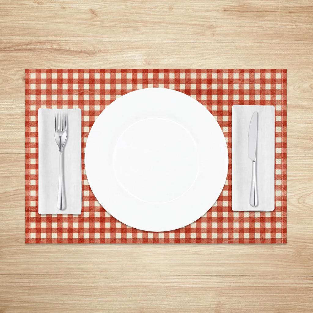 Checkered Pattern Placemats Dining Table Mats Modern Plaid Design for Kitchen Party Office Multiple Colors Washable Durable